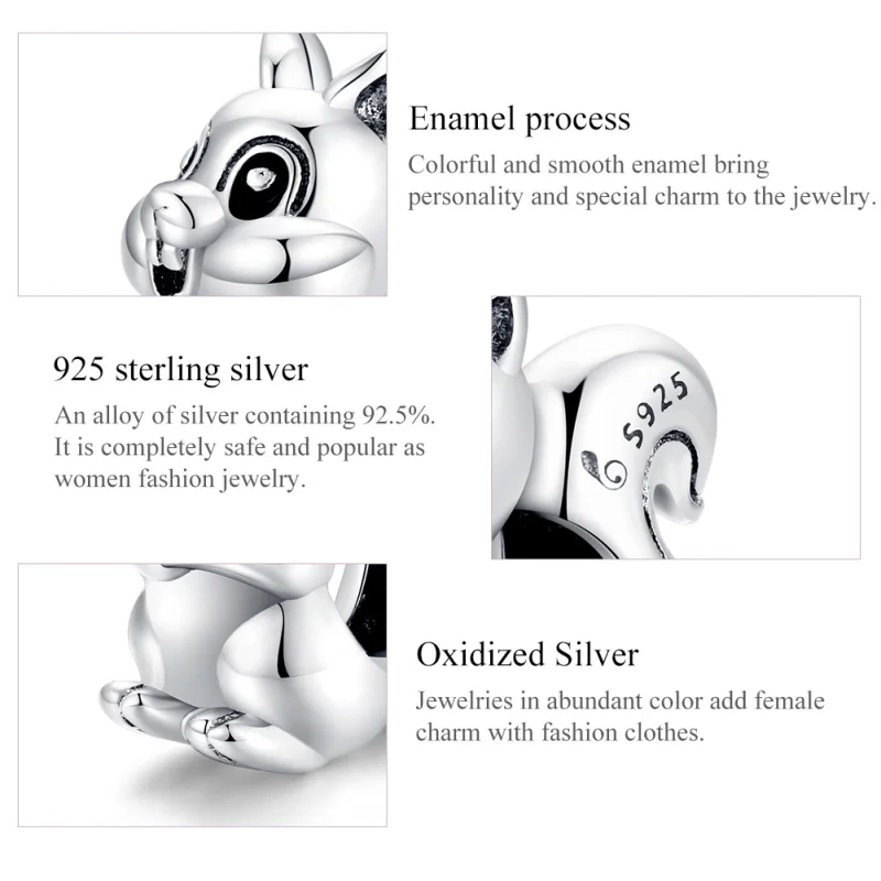 (image for) Pandora Style Silver Cute Squirrel Charm - BSC338 - View 7