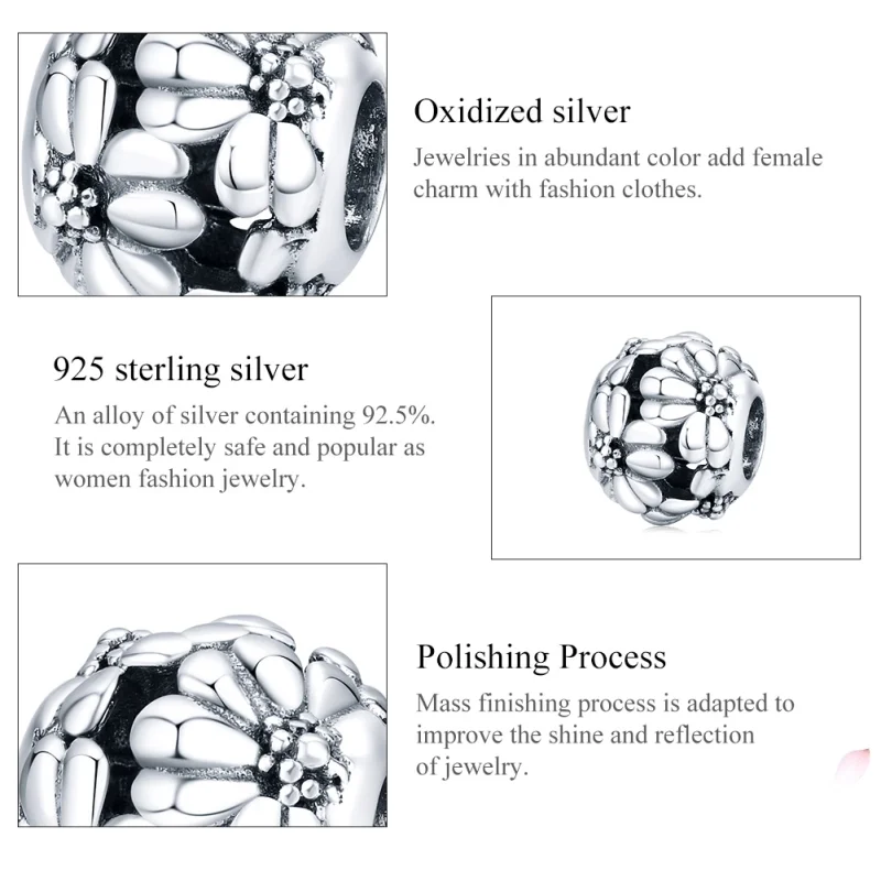 (image for) Pandora Style Silver Daisy Charm - SCC1487 - View 6