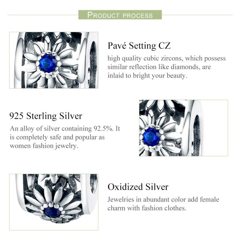 (image for) Pandora Style Silver Daisy Spacer - SCC1118 - View 5
