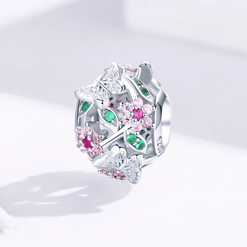 (image for) Pandora Style Silver Dancing Butterfly Charm - BSC116 - View 2