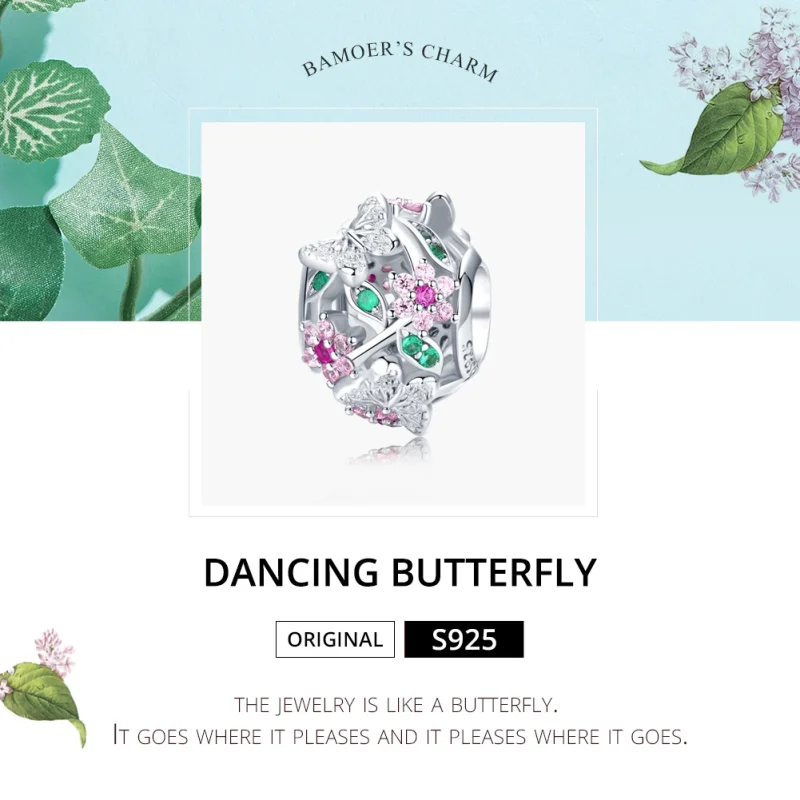 (image for) Pandora Style Silver Dancing Butterfly Charm - BSC116 - View 6