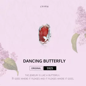 Pandora Style Silver Dancing Butterfly Murano Glass Charm - SCC1256 Pandora Style Silver Dancing Butterfly Murano Glass Charm - SCC1256