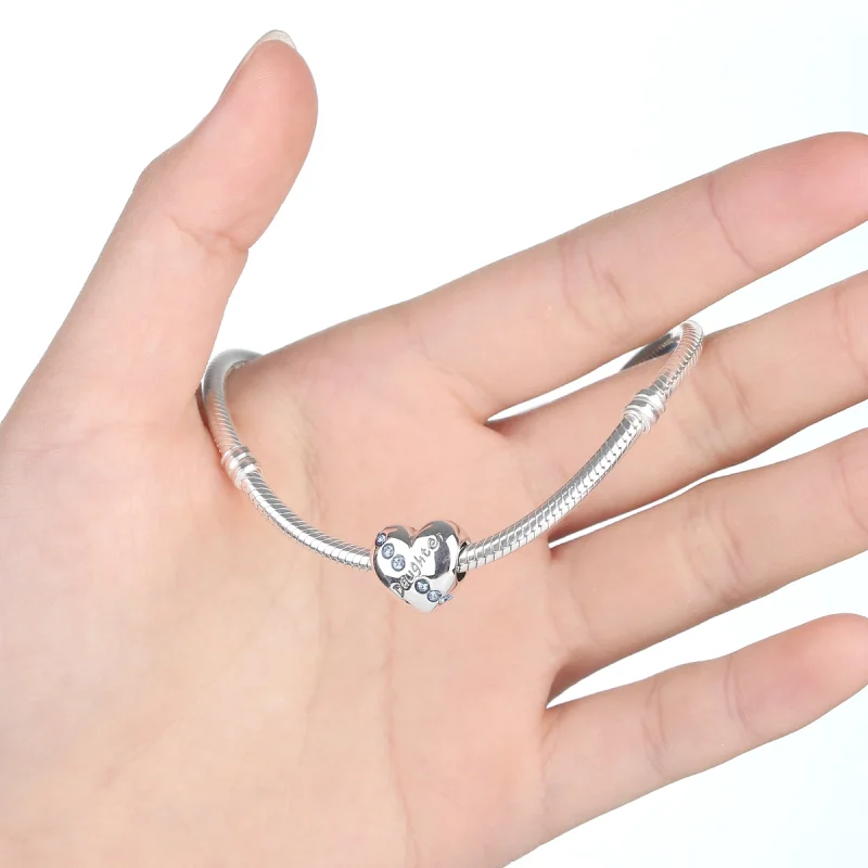 (image for) Pandora Style Silver Daughter Heart Charm - SCC007 - View 2