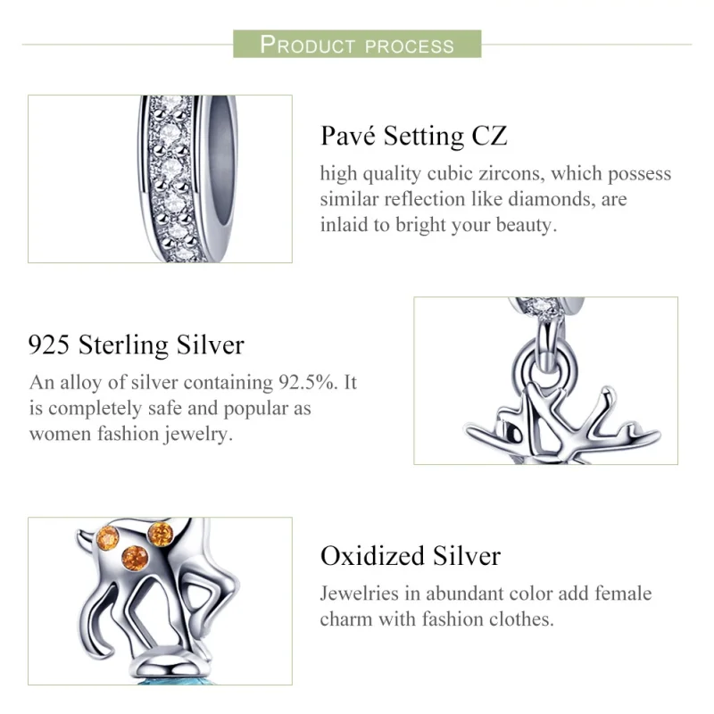 (image for) Pandora Style Silver Deer Dangle - SCC1010 - View 6