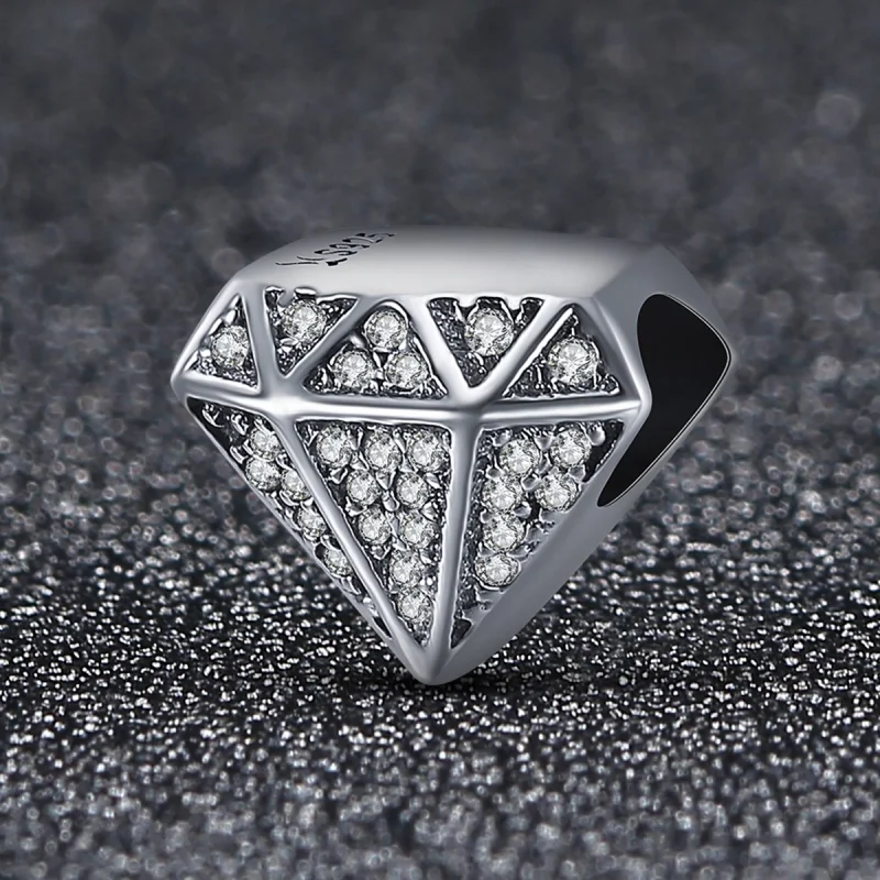 (image for) Pandora Style Silver Diamond Love Charm - SCC397 - View 2