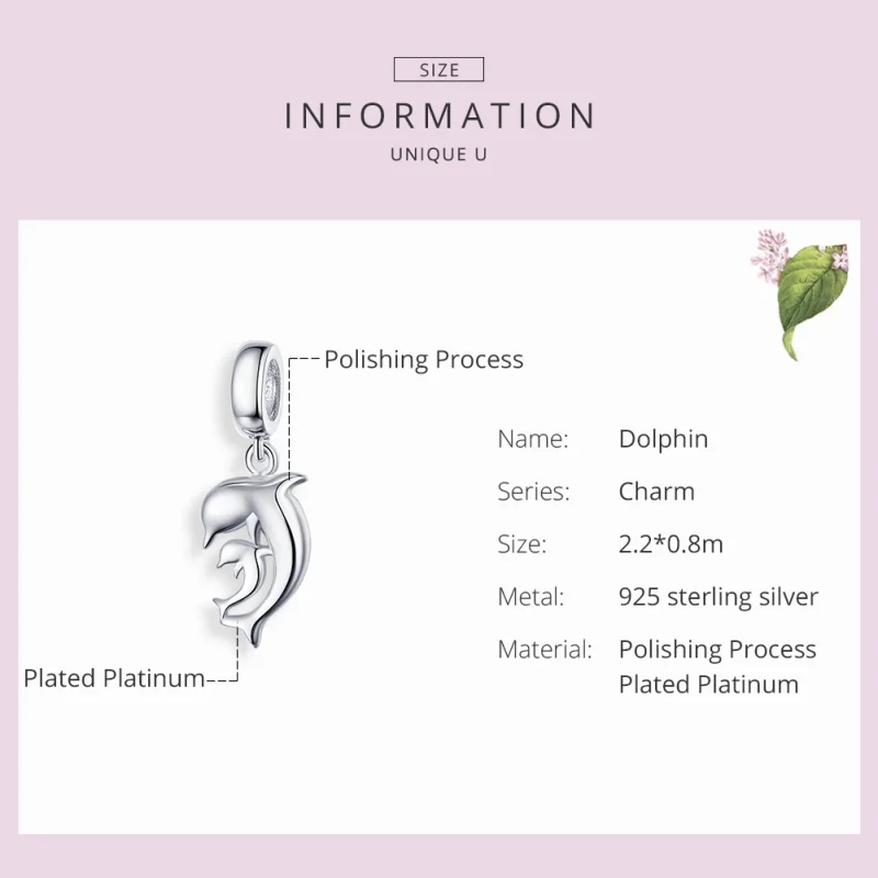 (image for) Pandora Style Silver Dolphin Dangle - SCC1206 - View 3