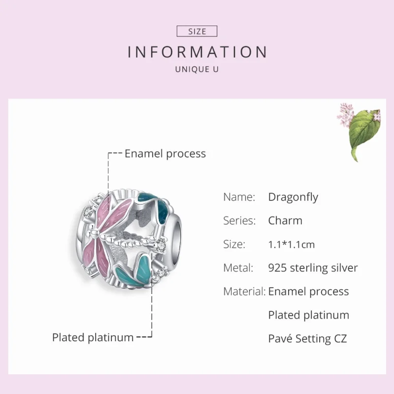 (image for) Pandora Style Silver Dragonfly Charm - BSC198 - View 7