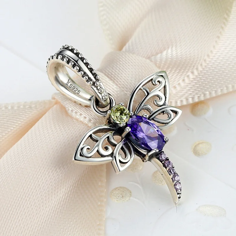 (image for) Pandora Style Silver Dragonfly Dangle - SCC048 - View 2