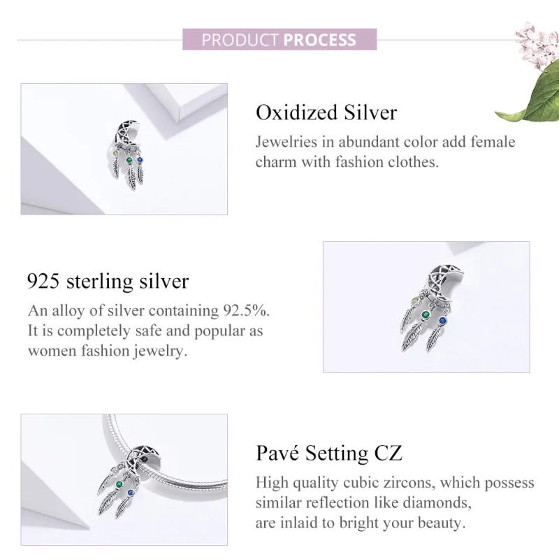 (image for) Pandora Style Silver Dreamcatcher Dangle - SCC1232 - View 2