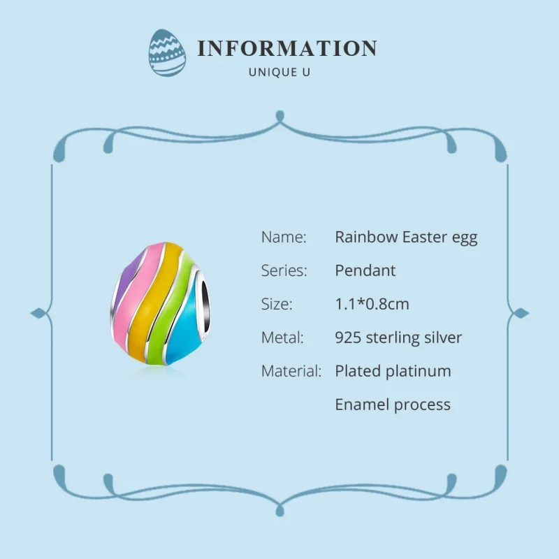 (image for) Pandora Style Silver Easter Egg Charm - BSC223 - View 6