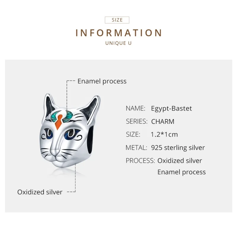 (image for) Pandora Style Silver Egypt - Cat God Bastet Charm - SCC1859 - View 7