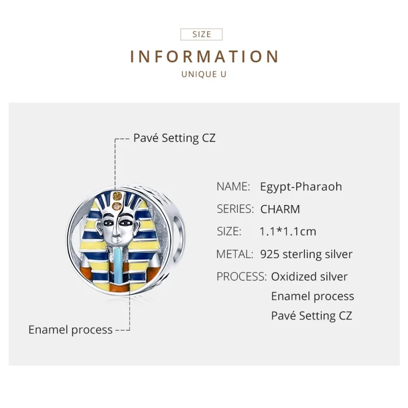 (image for) Pandora Style Silver Egypt - Pharaoh Charm - SCC1858 - View 6