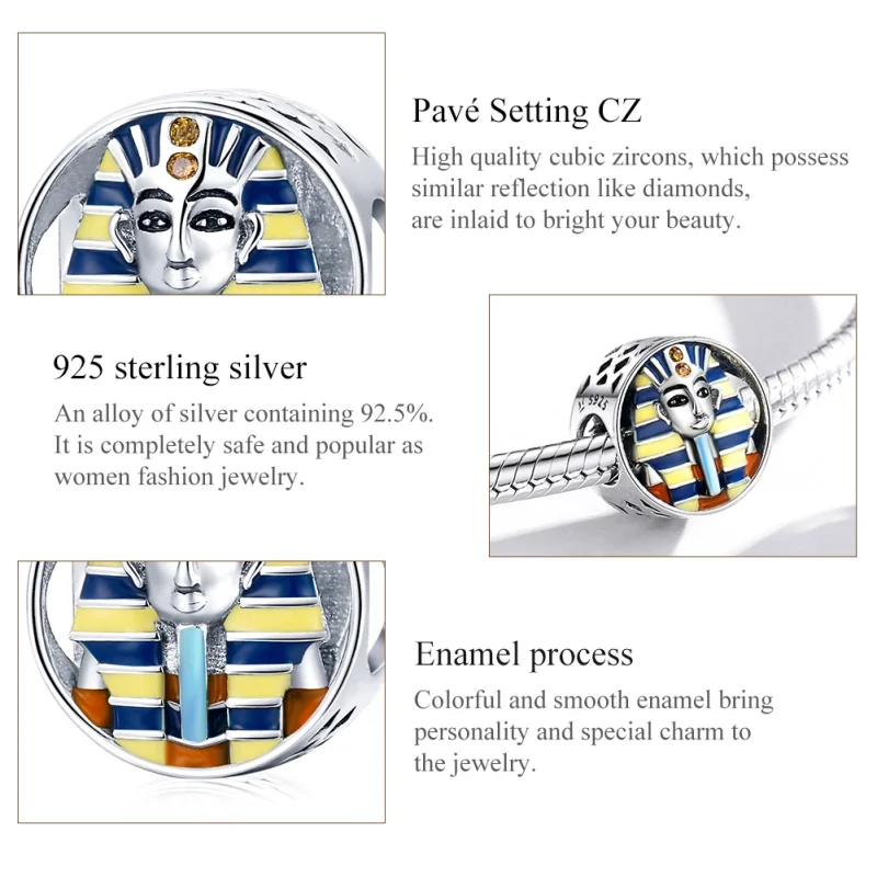 (image for) Pandora Style Silver Egypt - Pharaoh Charm - SCC1858 - View 7