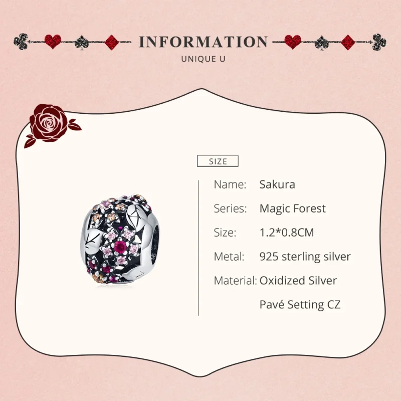 (image for) Pandora Style Silver Elegant Cherry Blossom Charm - SCC1446 - View 7
