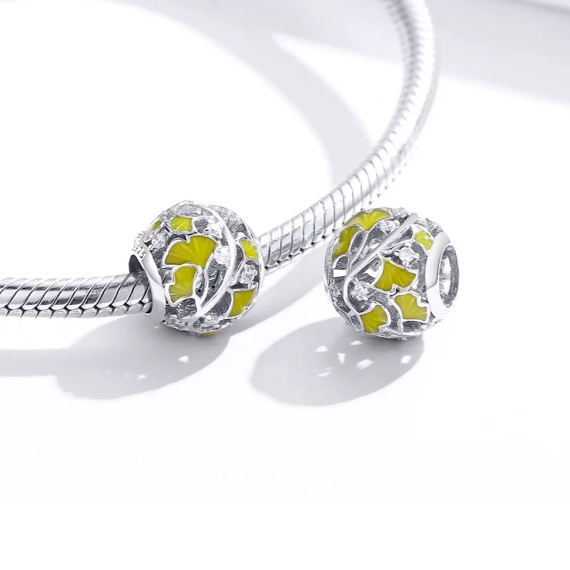 (image for) Pandora Style Silver Elegant Ginkgo Leaves Charm - BSC334 - View 4
