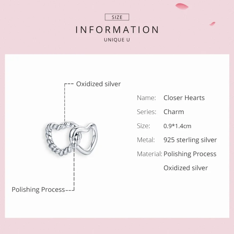 (image for) Pandora Style Silver Entwined Hearts Charm - SCC1563 - View 6