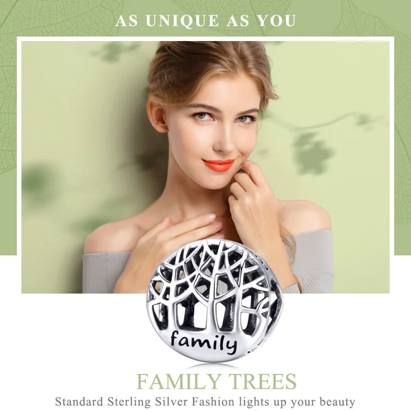 (image for) Pandora Style Silver Family Forest Charm - SCC1144 - View 2