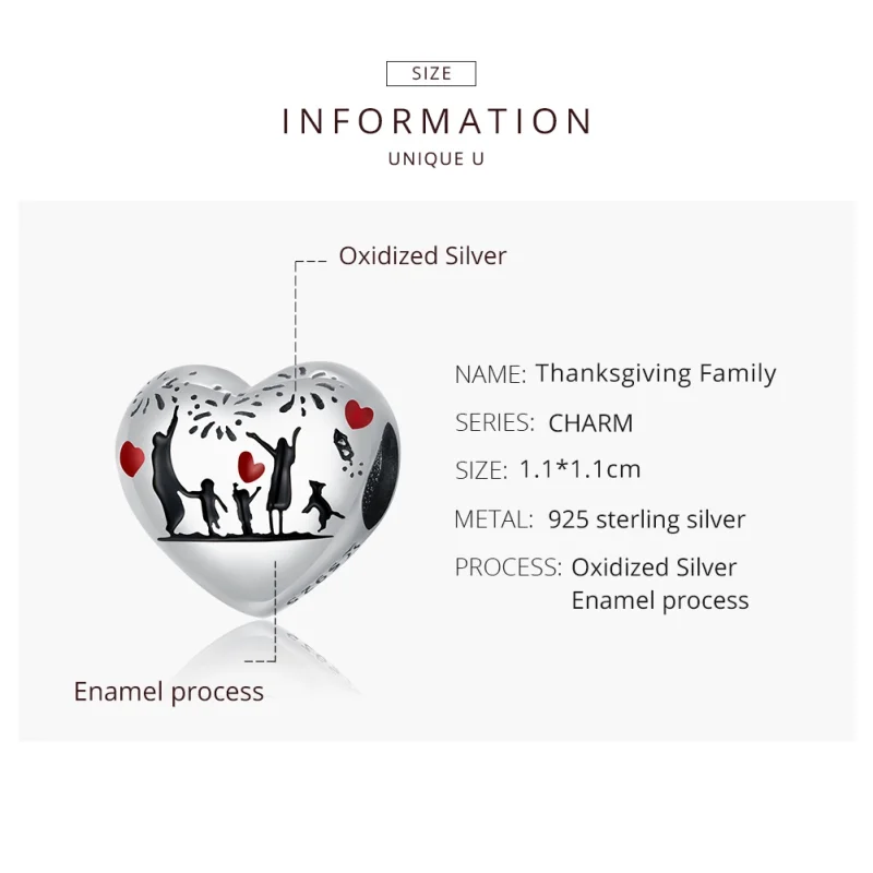 (image for) Pandora Style Silver Family Love Charm - SCC1634 - View 8