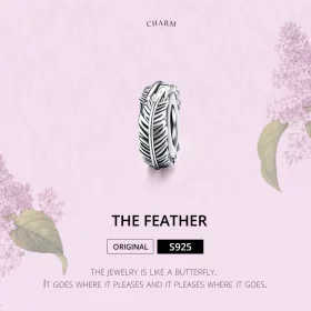 Pandora Style Silver Feather Spacer - SCC1236 Pandora Style Silver Feather Spacer - SCC1236