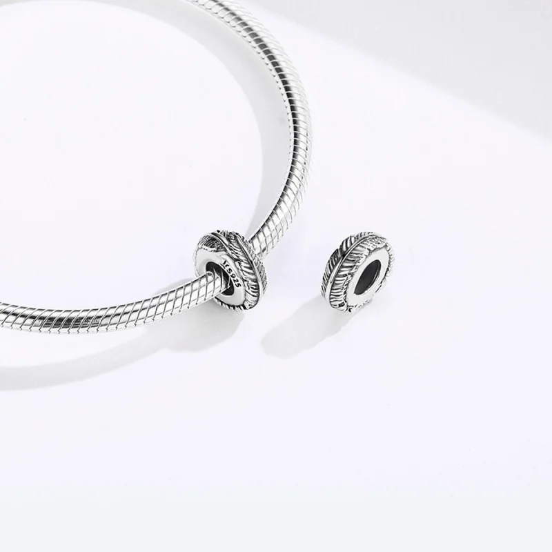 (image for) Pandora Style Silver Feather Spacer - SCC1236 - View 6