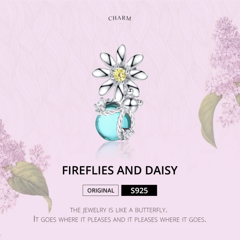 (image for) Pandora Style Silver Fireflies And Daisy Charm - SCC1369 - View 5