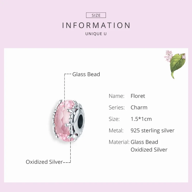 (image for) Pandora Style Silver Floret Murano Glass Charm - SCC1282 - View 2