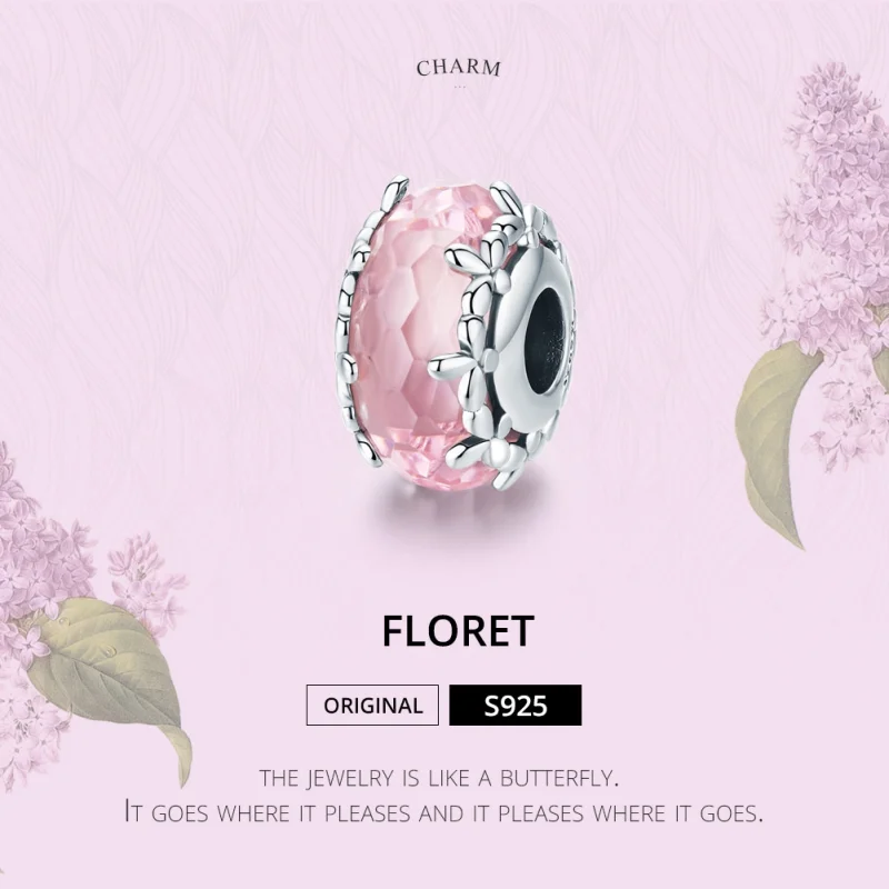 (image for) Pandora Style Silver Floret Murano Glass Charm - SCC1282 - View 4