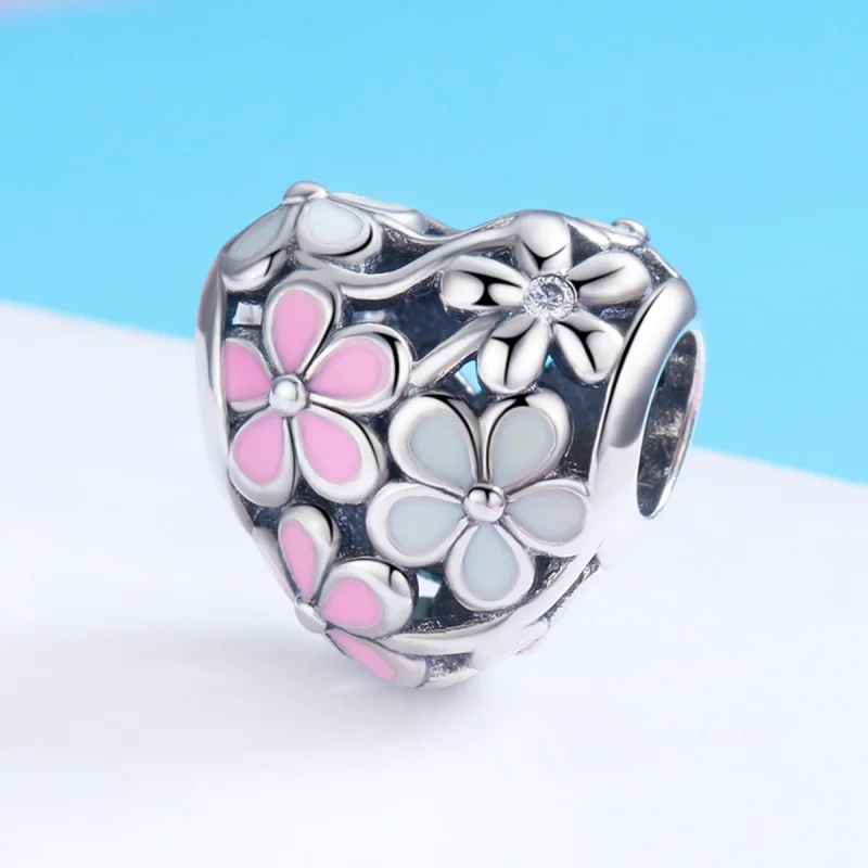 (image for) Pandora Style Silver Flower Blessing Charm - SCC761 - View 2