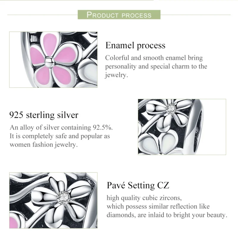(image for) Pandora Style Silver Flower Blessing Charm - SCC761 - View 7