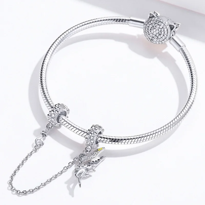 (image for) Pandora Style Silver Flower Elf Safety Chain - SCC1278 - View 5