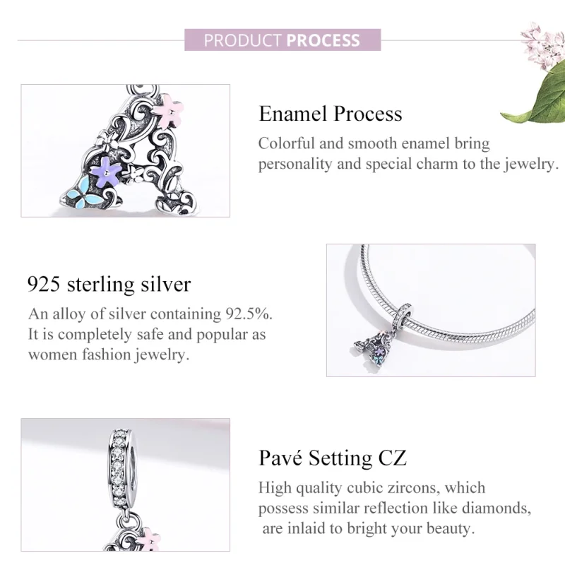 (image for) Pandora Style Silver Flower Letter A Dangle - SCC1273 - View 2