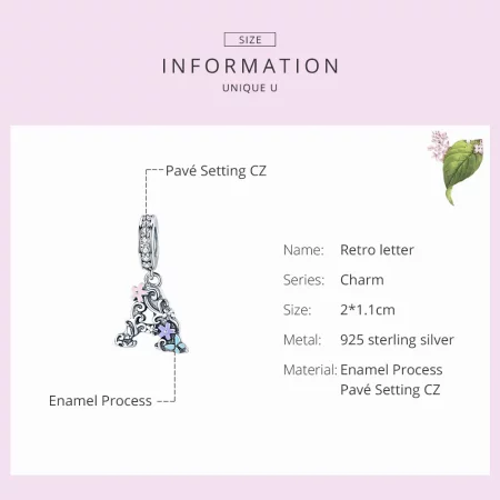 Pandora Style Silver Flower Letter A Dangle - SCC1273