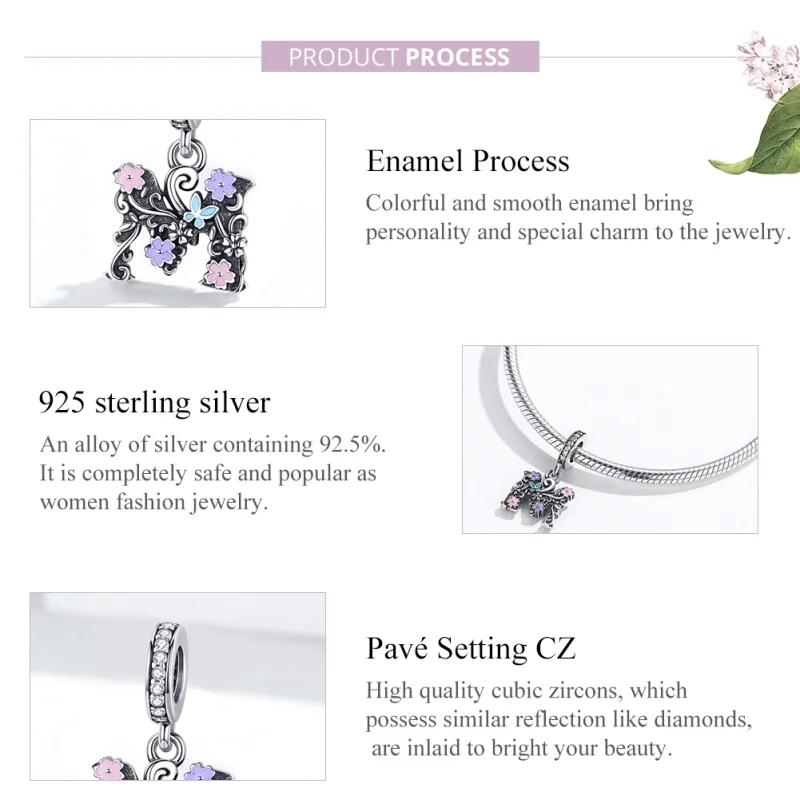 (image for) Pandora Style Silver Flower Letter M Dangle - SCC1274 - View 2