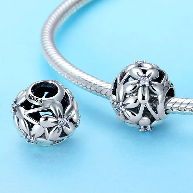 (image for) Pandora Style Silver Flower Shape Charm - SCC729 - View 2