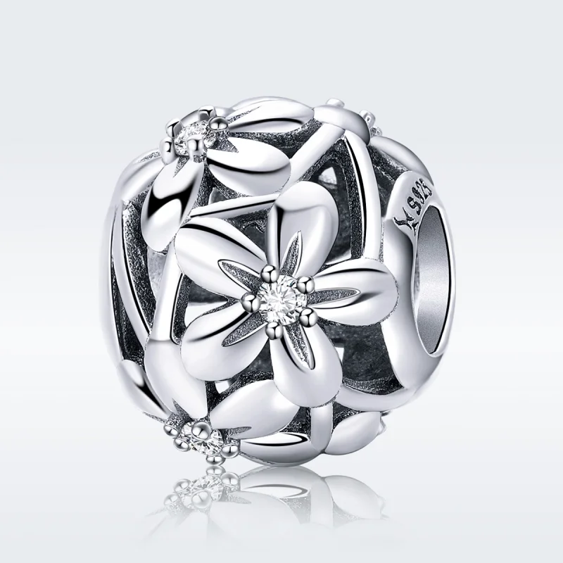 (image for) Pandora Style Silver Flower Shape Charm - SCC729 - View 3