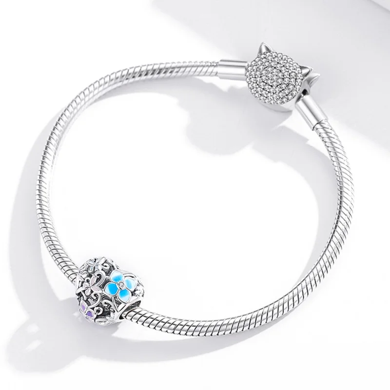 (image for) Pandora Style Silver Flowers And Butterflies Charm - SCC1836 - View 3