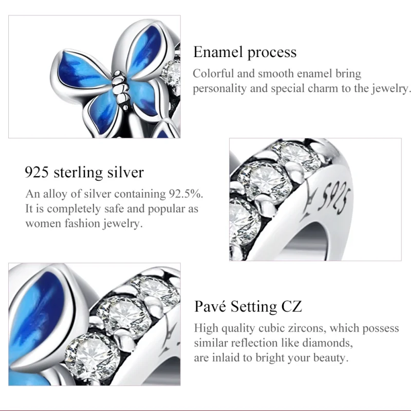 (image for) Pandora Style Silver Flying Butterflies Charm - SCC1731 - View 7