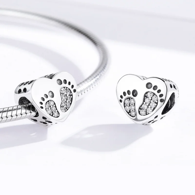 (image for) Pandora Style Silver Footprints Charm - SCC1395 - View 3