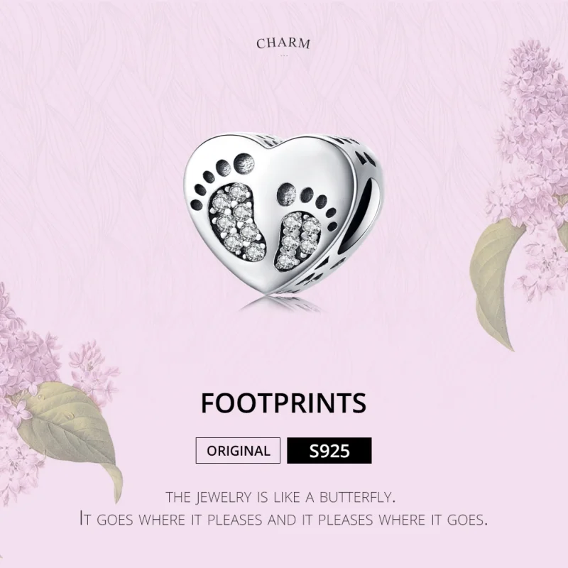 (image for) Pandora Style Silver Footprints Charm - SCC1395 - View 5
