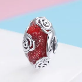 Pandora Style Silver Fragrant Rose Glass Murano Charm - SCC1030 Pandora Style Silver Fragrant Rose Glass Murano Charm - SCC1030
