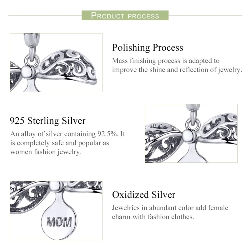 (image for) Pandora Style Silver Gartitude For Mom Dangle - SCC1008 - View 6