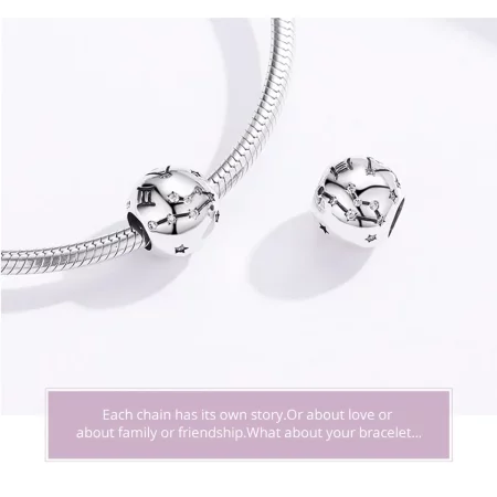 Pandora Style Silver Gemini Charm - SCC1218-3