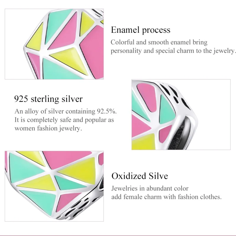 (image for) Pandora Style Silver Geometric Patterns Charm - SCC1761 - View 7