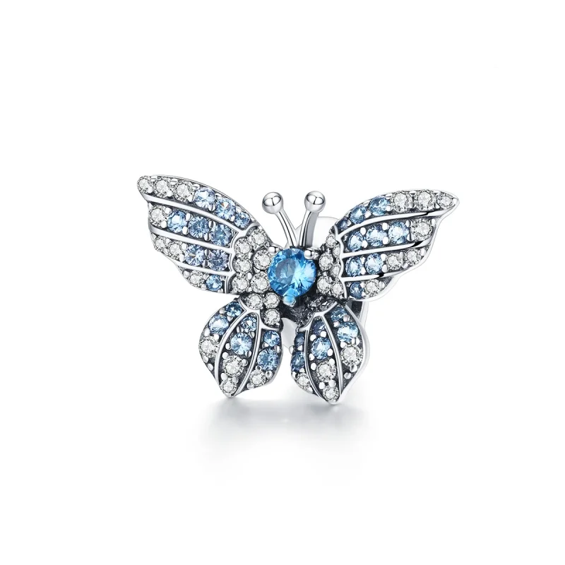 (image for) Pandora Style Silver Glitter Butterfly Charm - BSC061 - Product Image