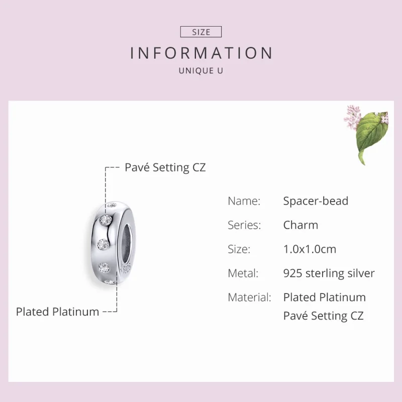 (image for) Pandora Style Silver Glittering Spacer - SCC1171 - View 3