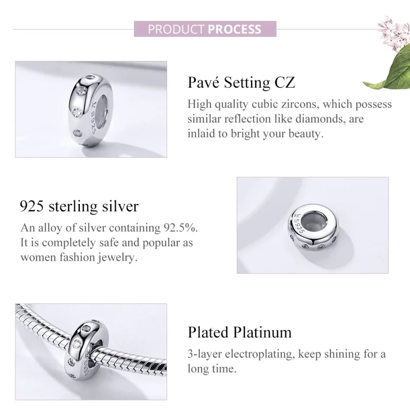 (image for) Pandora Style Silver Glittering Spacer - SCC1171 - View 4