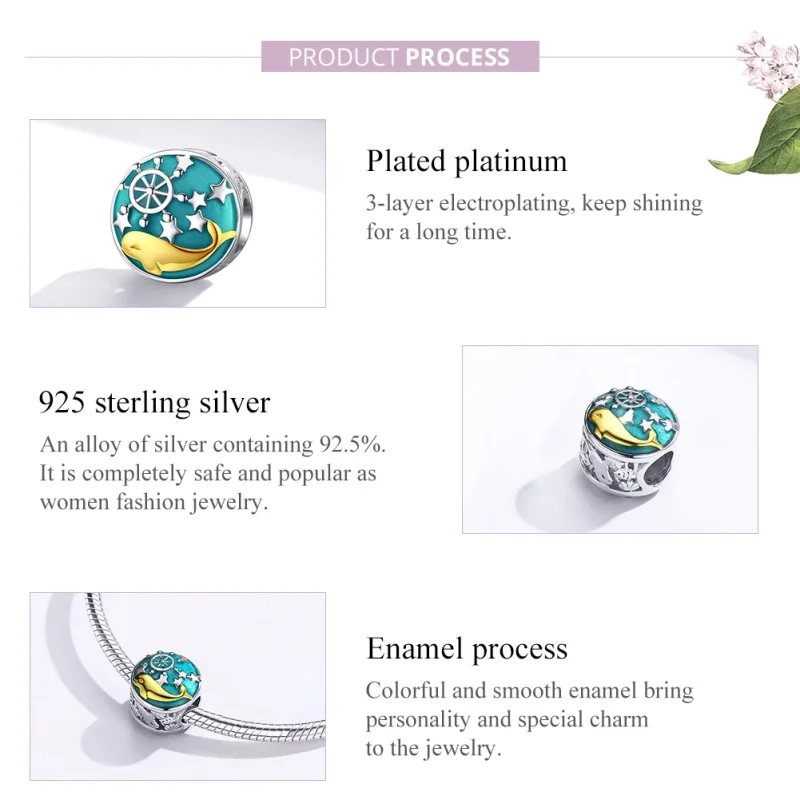 (image for) Pandora Style Silver & Gold-Plated Baby Whale Charm - SCC1296 - View 3