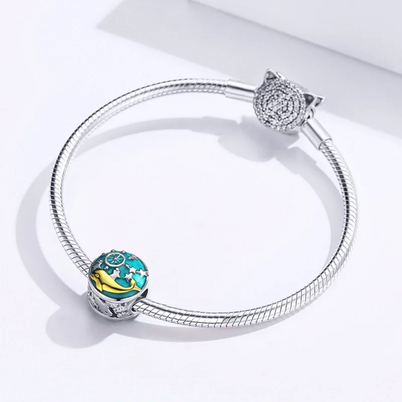 (image for) Pandora Style Silver & Gold-Plated Baby Whale Charm - SCC1296 - View 5