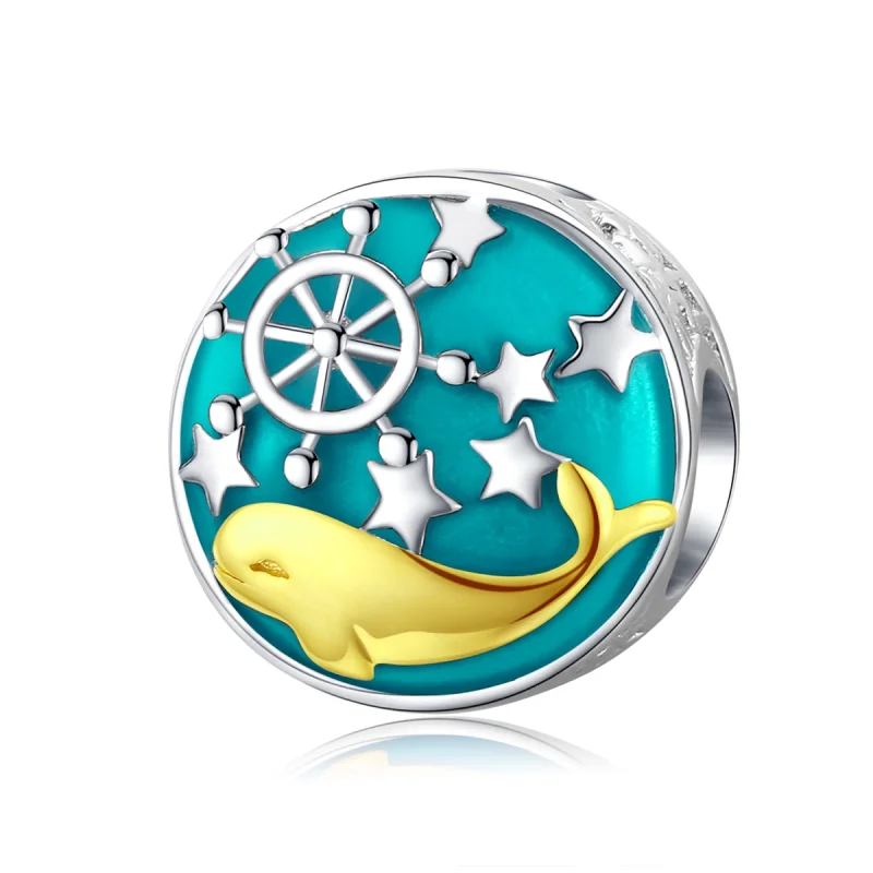 (image for) Pandora Style Silver & Gold-Plated Baby Whale Charm - SCC1296 - Product Image