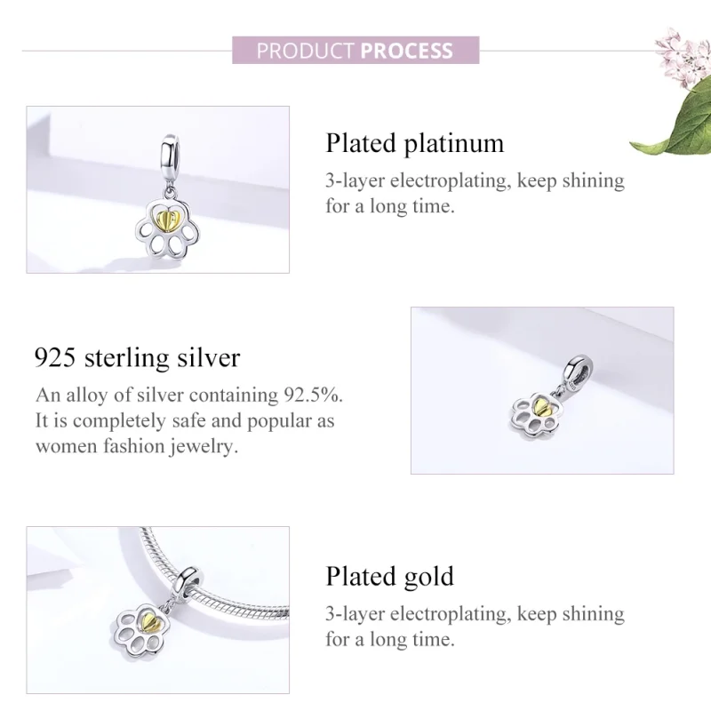 (image for) Pandora Style Silver & Gold-Plated Cure Pet Dangle - SCC1251 - View 2